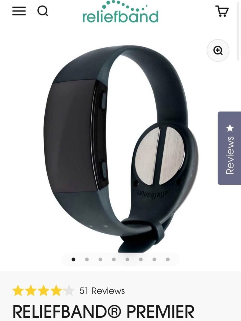 Reliefband Premier Black Wearable Motion Sickness & Nausea Relief
